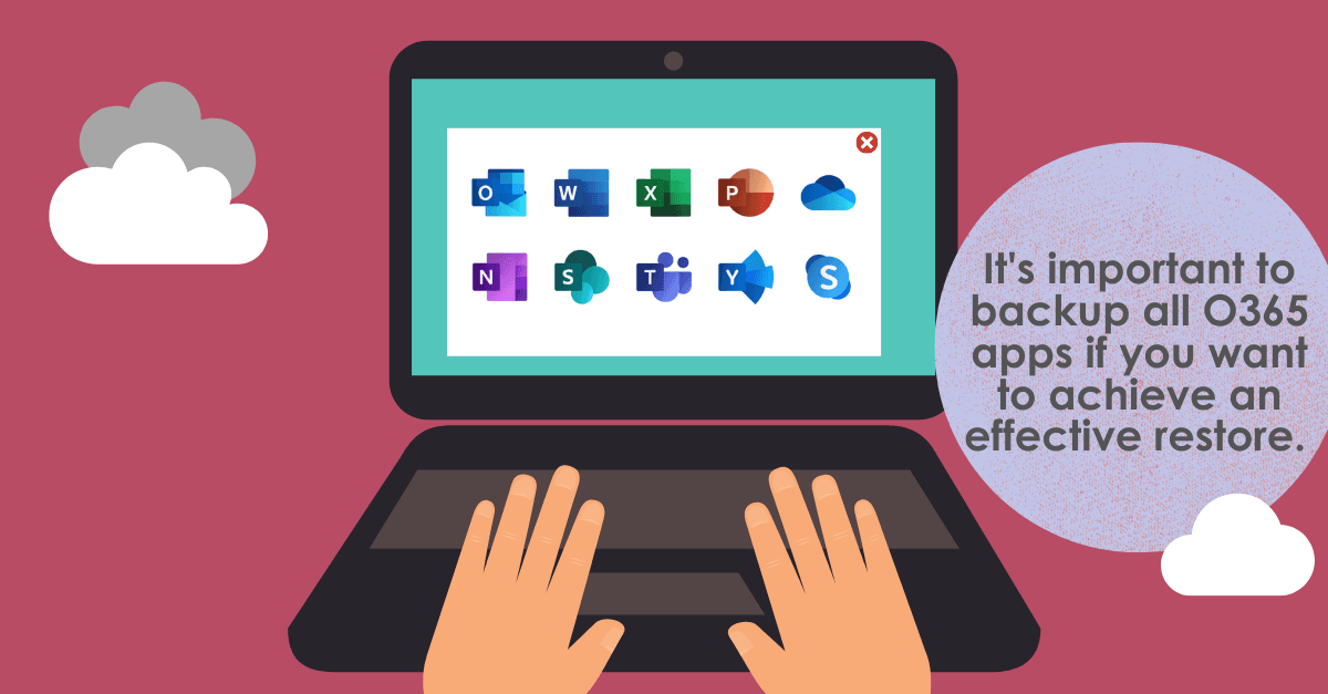 It's important to backup all O365 apps if you want to achieve an effective restore.